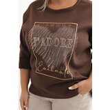 Kesi Włoski Women's Plus Size washed hoodie with a print graphite | Shoptok.si