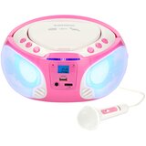Lenco Prenosni FM radio s CD/MP3/USB, mikrofonom in svetlobnimi učinki, Roza, (5000277657) | Shoptok.si