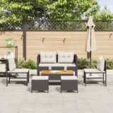 vidaXL vanjski set sofe Crna Sintetički ratan Srednji Vanjski set sofe | shoptok.hr