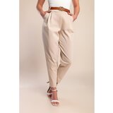 Fenzy Dolge Hlače Z Okrasnim Pasom, Bež | Shoptok.si