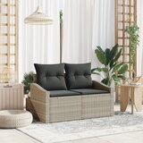 vidaXL Dvosedna vrtna sofa s spremnikom i jastučićima sivi poli ratan Cijene