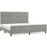 The Living Store Posteljni okvir z vzglavjem svetlo siv 200x200 cm žamet - Posteljni Okvir Z Vzglavjem, (21491519) | Shoptok.si