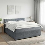  Boxspring krevet s madracem Tamnosiva 160 x 200 cm Baršun - Tamnosiva 160 x 200 cm Dizajn s rombovima | shoptok.hr