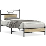 vidaXL Posteljni okvir brez vzmetnice hrast 75x190 cm inženirski les | Shoptok.si