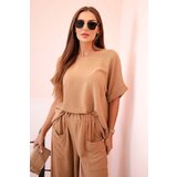 Kesi Włoski Viscose blouse + pants set camel | shoptok.hr