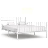 The Living Store Posteljni okvir z letvenim dnom bel kovinski 200x200 cm - Posteljni Okvir, (21526927) | Shoptok.si