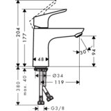 Hansgrohe enoročna armatura za umivalnik FOCUS 100 brez zgornjega dela sifona (31513000) Cene