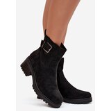 Boto Insulated Women's Ankle Boots Low Heel Block with Buckle Black Helvina | shoptok.hr