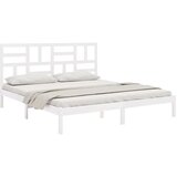  Posteljni okvir bel iz trdnega lesa 200x200 cm, (20645960) | Shoptok.si