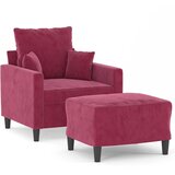  Fotelja s tabureom crvena boja vina 60 cm baršunasta | Eponuda.com
