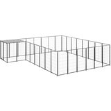 vidaXL pasji boks črn 15,73 m² jeklo | Shoptok.si