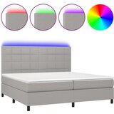 vidaXL Box spring postelja z vzmetnico LED sv. siva 200x200 cm blago, (20761281) Cene