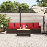  Vrtna sofa 5-sjed s jastucima smeđi poliratan | shoptok.hr