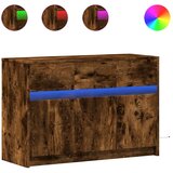 Maison Chic TV omarica - TV stojalo - Televizijska omarica LED dimljeni hrast 91x34x61 cm inženirski les, (21700395) Cene