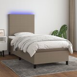 box spring s madracem LED smeđesivi 90x200 cm tkanina | shoptok.hr