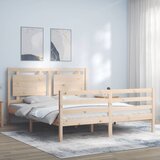 Maison Chic Posteljni okvir - Dvoposteljna postelja - Zakonska postelja z vzglavjem 160x200 cm trden les-J5688, (21767911) | Shoptok.si