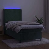  Box spring postelja z vzmetnico LED tem. zelena 90x190 cm žamet, (20930142) | Shoptok.si