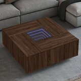 vidaXL Klubska mizica z neskončnimi LED rjavi hrast 100x100x40 cm | Shoptok.si