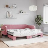  Dnevni krevet na razvlačenje ružičasti 100 x 200 cm baršunasti | shoptok.hr