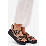 Boto Women's Platform And Wedge Sandals With Buckles Zebra Beige-Black Genorre | shoptok.hr