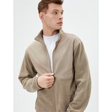 Koton Plush Sweatshirt with Zipper Stand Collar Pocket Detail | shoptok.hr