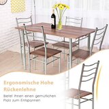  5-dijelni set za blagovanje kuhinjski stol s 4 stolice blagovačka grupa s visokim naslonima orah | shoptok.hr