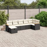 Maison Chic Seti vrtnega pohištva - Vrtna garnitura - Vrtni pohištvo set 7-delna z blazinami črn poli ratan, (21802120) | Shoptok.si