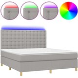  Krevet box spring s madracem LED svjetlosivi 160x200 cm tkanina | shoptok.hr