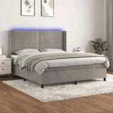  Box spring postelja z vzmetnico LED svetlo siva 160x200cm žamet, (20896680) | Shoptok.si