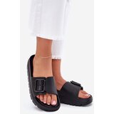 EVENTO Womens Foam Slippers On Platform With Buckle Black Viasara | Shoptok.si