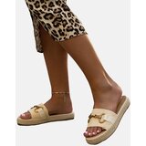 Gemre Beige flip-flops with a gold buckle Feorie | Shoptok.si