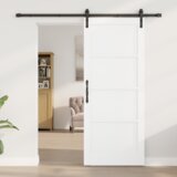 vidaXL Klizna Vrata s Setom Opreme Bijela 83x202 cm Čvrsto Drvo Bor | shoptok.hr