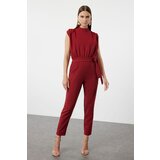 Trendyol Claret Red Sleeveless Lace Collar Maxi Woven Jumpsuit cene