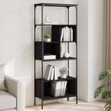 vidaXL Knjižna omara 5-nadstropna črna 76x33x188,5 cm inženirski les Cene