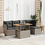 Maison Chic Seti vrtnega pohištva - Vrtna garnitura - Vrtni pohištvo set 6-delna z blazinami siv poli ratan, (21804154) | Shoptok.si