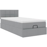 vidaXL Otomanski posteljni okvir z vzmetnico siv 100x200 cm blago, (21608293) | Shoptok.si