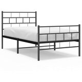 vidaXL Kovinski posteljni okvir z vzglavjem in vznožjem črn 90x200 cm | Shoptok.si