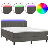 Maison Chic Box spring postelja - Vzmetna postelja z vzmetnico LED temno siva 140x190 cm žamet SL3066, (21906237) | Shoptok.si