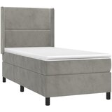  box spring s madracem LED svjetlosivi 100x200 cm baršun | shoptok.hr