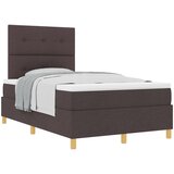 vidaXL Postelja s špranjo in vzmetnico temno rjava majhna dvojna tkanina, (22084078) | Shoptok.si