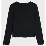 Sinsay Pamučna bluza dugih rukava s ukrasnim volanom | shoptok.hr