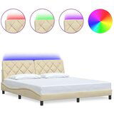  Okvir kreveta s LED-om bez krem madraca 180x200 cm Tkanina - Krema 180 x 200 cm | shoptok.hr