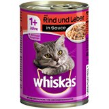 Whiskas 1+ konzerve 12 x 400 g - 1+ Govedina i jetra u umaku (400 g / konzerva) | shoptok.hr