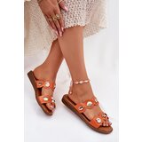 Boto Women's Sandals With Golden Embellishments Orange Jenoriela | Shoptok.si