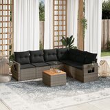Maison Chic Seti vrtnega pohištva - Vrtna garnitura - Vrtni pohištvo set 7-delna z blazinami siv poli ratan, (21803226) | Shoptok.si