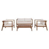Bessagi Garden lounge garnitura pia, naravna barva, akacija, 4-Delno | Shoptok.si