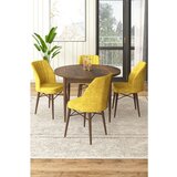Hanah home rox - baroque, mustard baroquemustard dining table & chairs set (5 pieces) | ePonuda.com