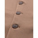 Ombre Fitted elegant men's vest with elastane and lapels - brown | Shoptok.si