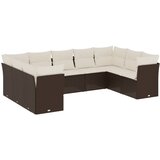  9-dijelni set vrtnih sofa s jastucima poliratan smeđi | shoptok.hr