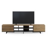 Marckeric Črna/v naravni barvi TV omarica v hrastovem dekorju 230x44x36 cm Cequoia – | Shoptok.si